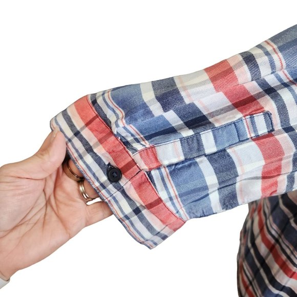 Catherines Womens Blue Plaid Pullover 100% Rayon Top Size 3x (26/28) - Picture 5 of 6